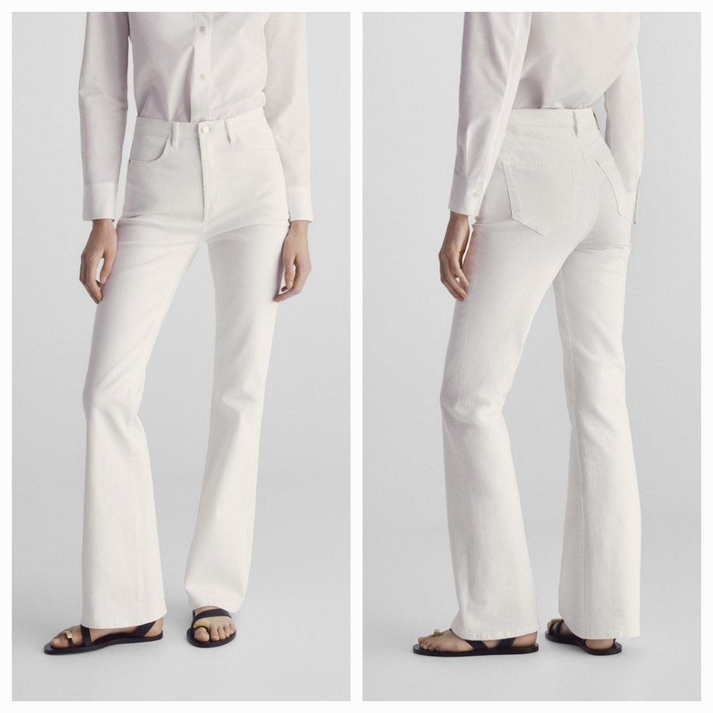 Massimo Dutti White Skinny Flare Jeans US 4 x 34 Long Tall High Rise Boot Cut - Picture 2 of 16